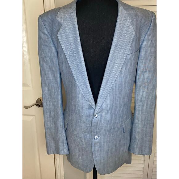 Vintage Ted Lapidus Light Blue Linen suit 1960s Wide leg Paris‎ Diffusion - Picture 1 of 9